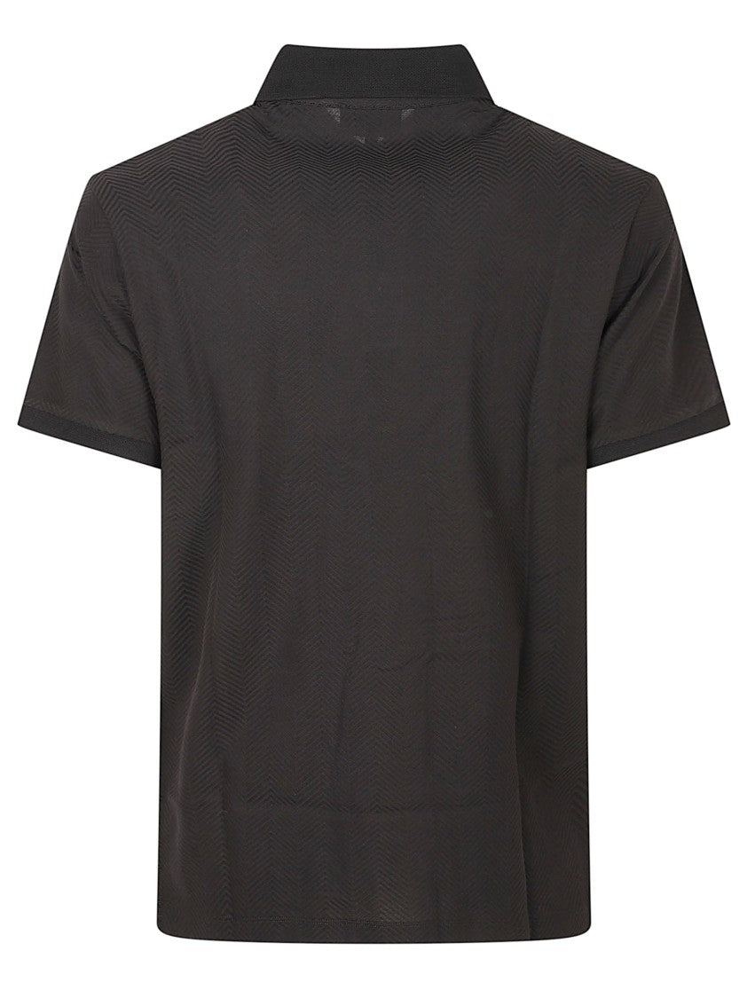 Emporio Armani Textured Fabric Polo Shirt With Traditional Collar And Minimalist Design