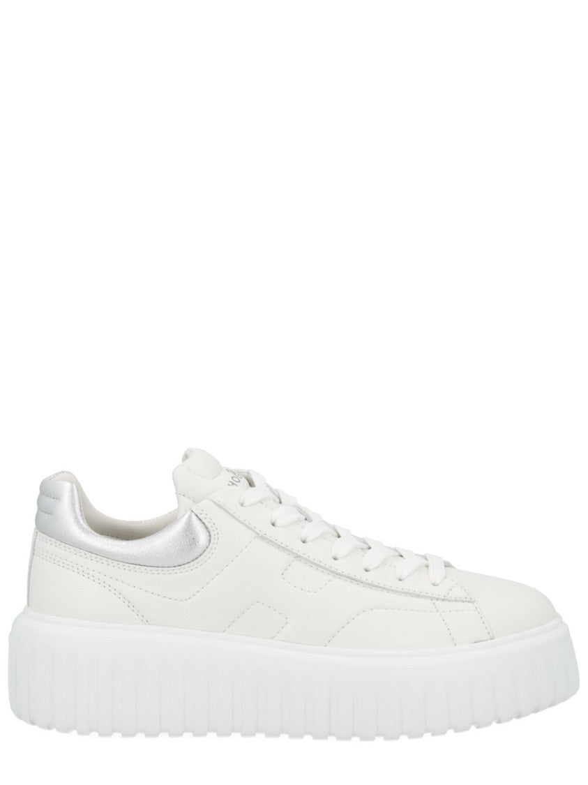 Hogan H-Stripes White Leather Metallic Sneakers