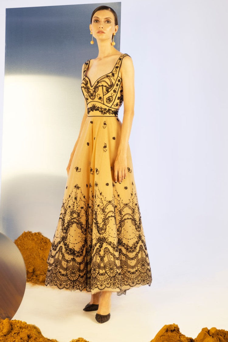 Saiid Kobeisy Sleeveless Embroidered Tulle Dress