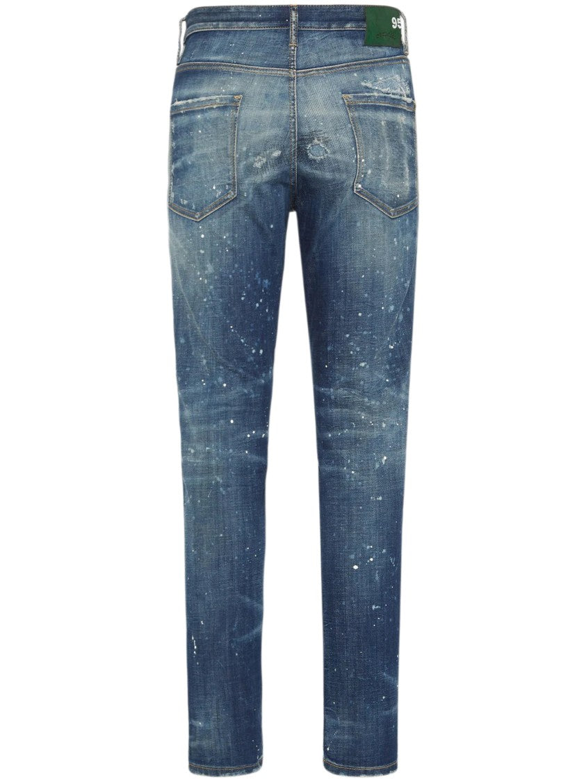 Dsquared2 Slim-Fit Distressed Denim Jeans With Artistic Details
