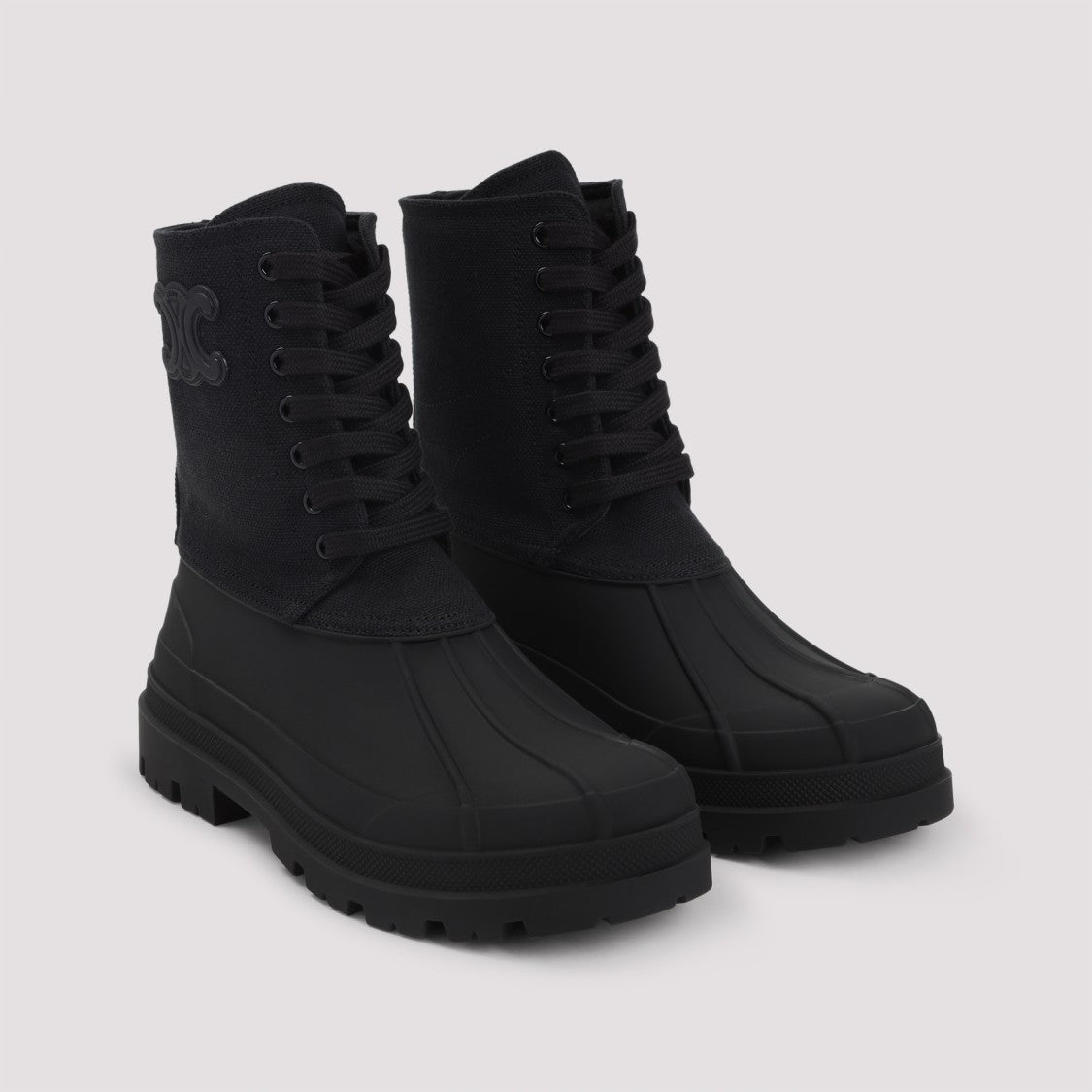 Celine Black Canvas Triomphe Boot