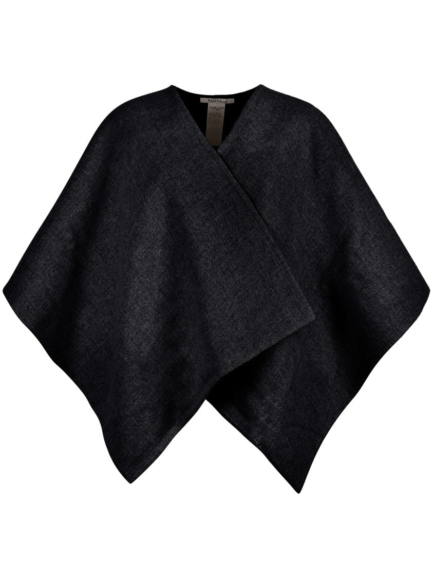 Max Mara Flowing Black Poncho Coat