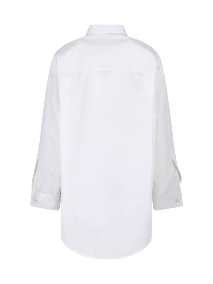 Balenciaga White Asymmetrical Cotton Silk Blend Shirt