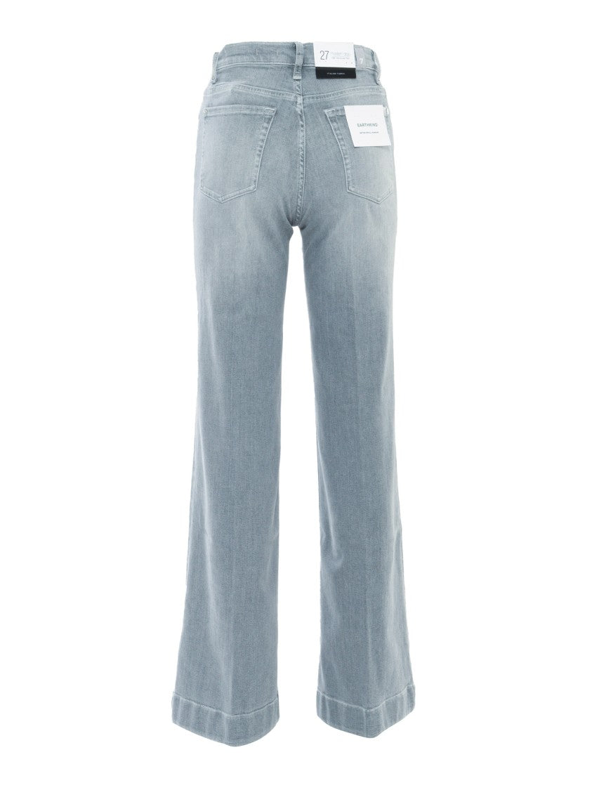 7 For All Mankind Light Grey Wide-Leg Jeans