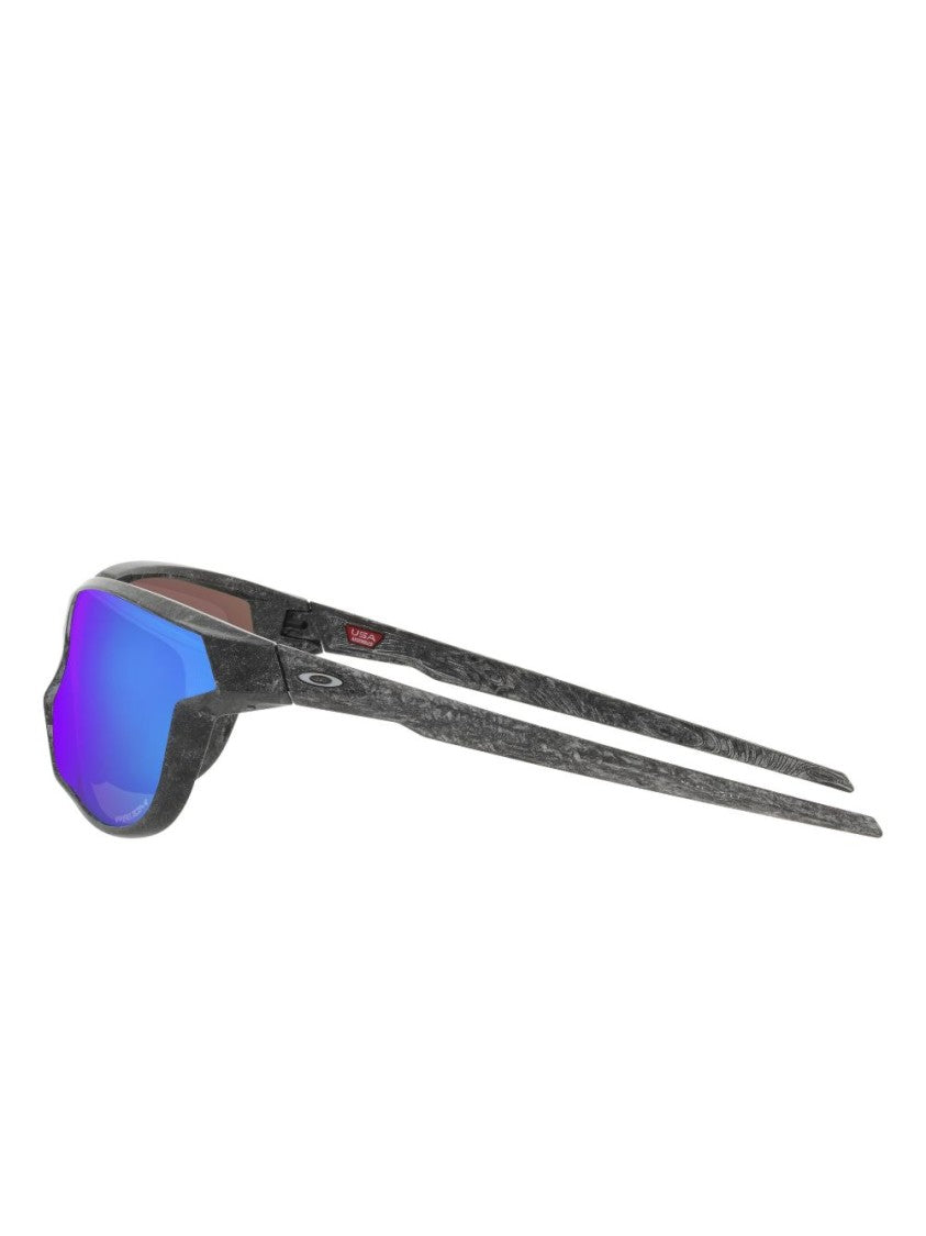 Oakley Bold Angular Frame Black Sunglasses With Reflective Lenses
