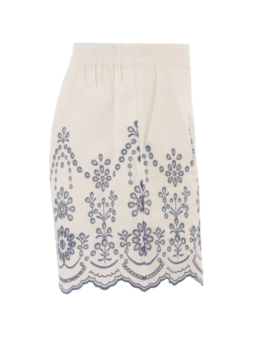 Mc2 Saint Barth Light Beige Shorts With Scalloped Hem