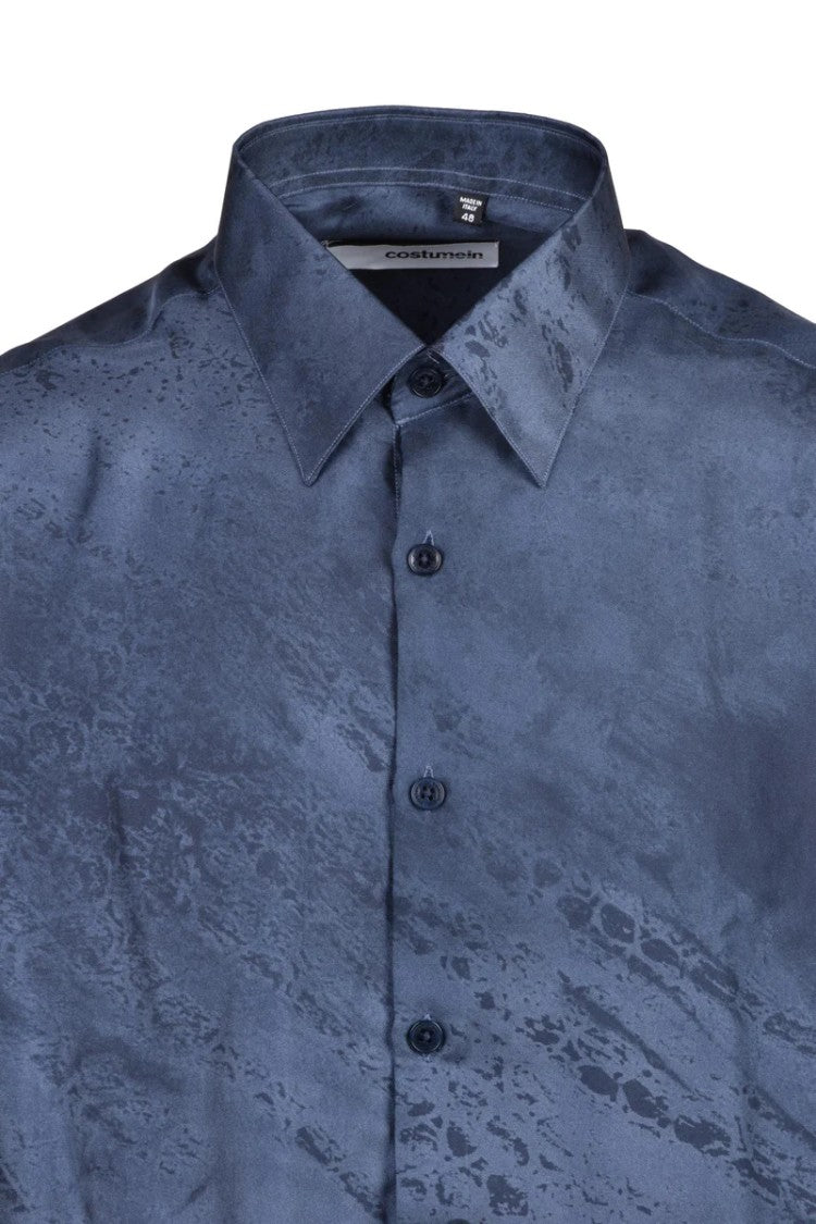 Costumein Men's Silk Shirt Blue