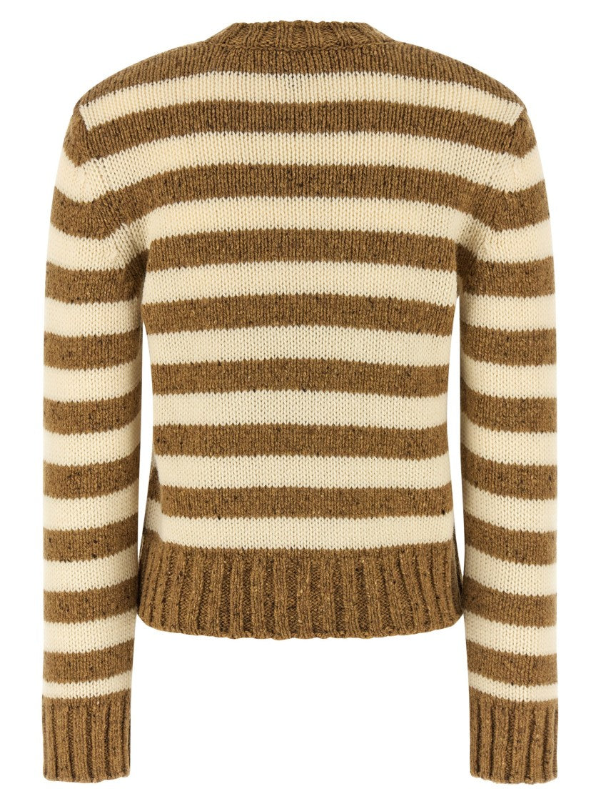 A.P.C. Horizontal Striped Virgin Wool Sweater With Ribbed Cuffs
