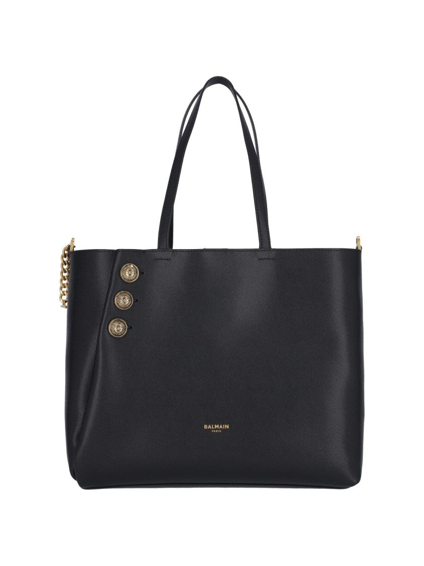 Balmain Black Tote Bag With Decorative Buttons