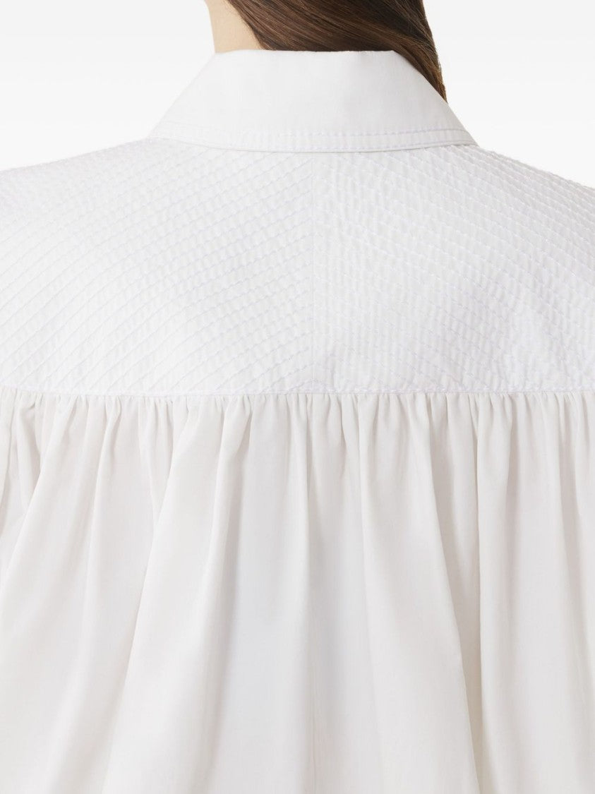 Lanvin Beige Puffed Sleeve Gathered Cotton Top