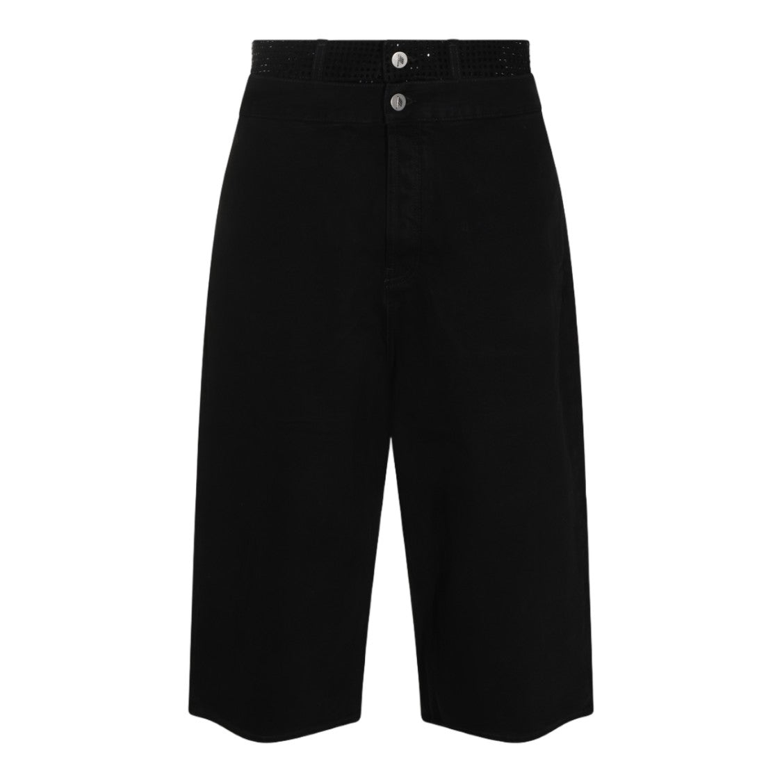 The Attico Black Denim Culotte Jeans With High Waist