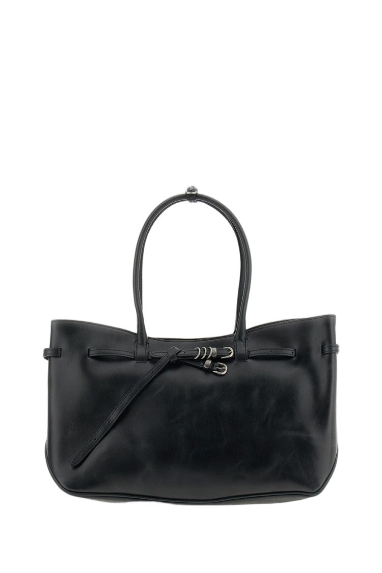 Margesherwood Black Grandma Used Large Leather Shoulder Bag