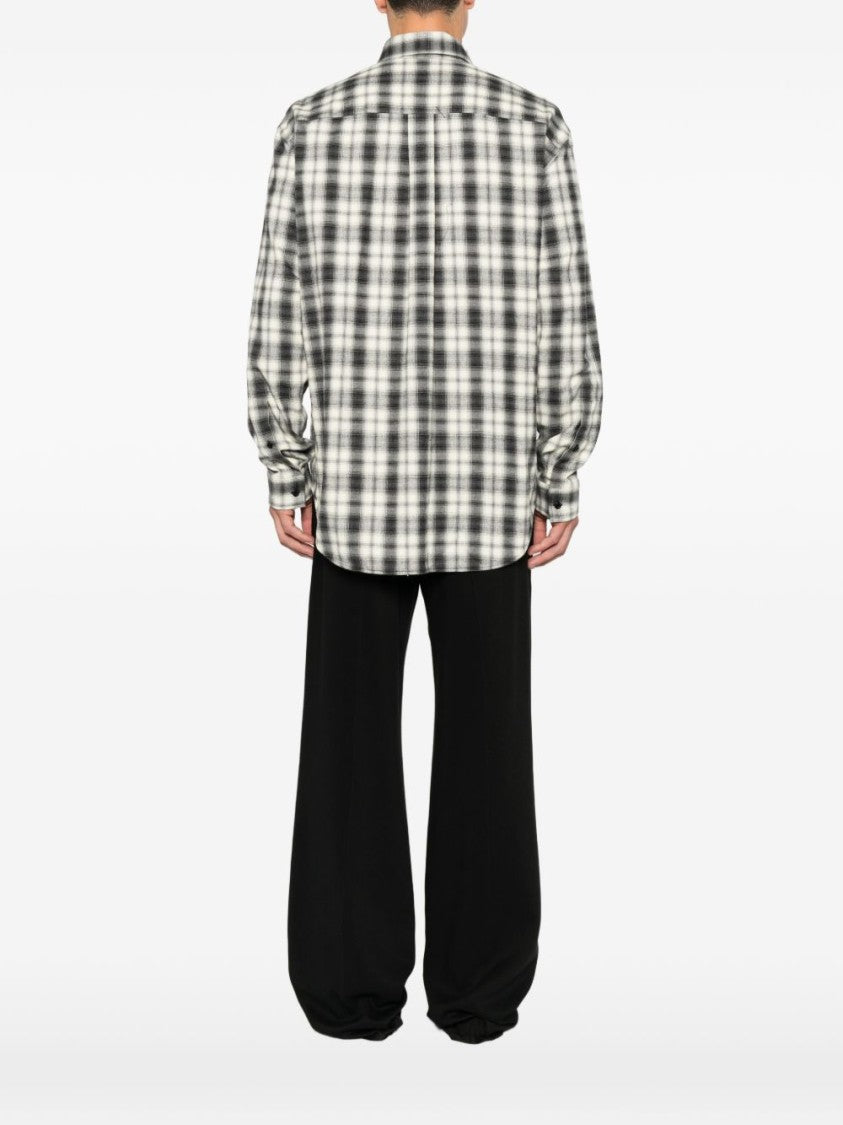 Balenciaga Button-Up Plaid Logo Shirt