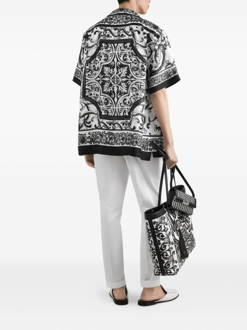 Dolce & Gabbana Silk Twill Hawaii Shirt With Maiolica Print