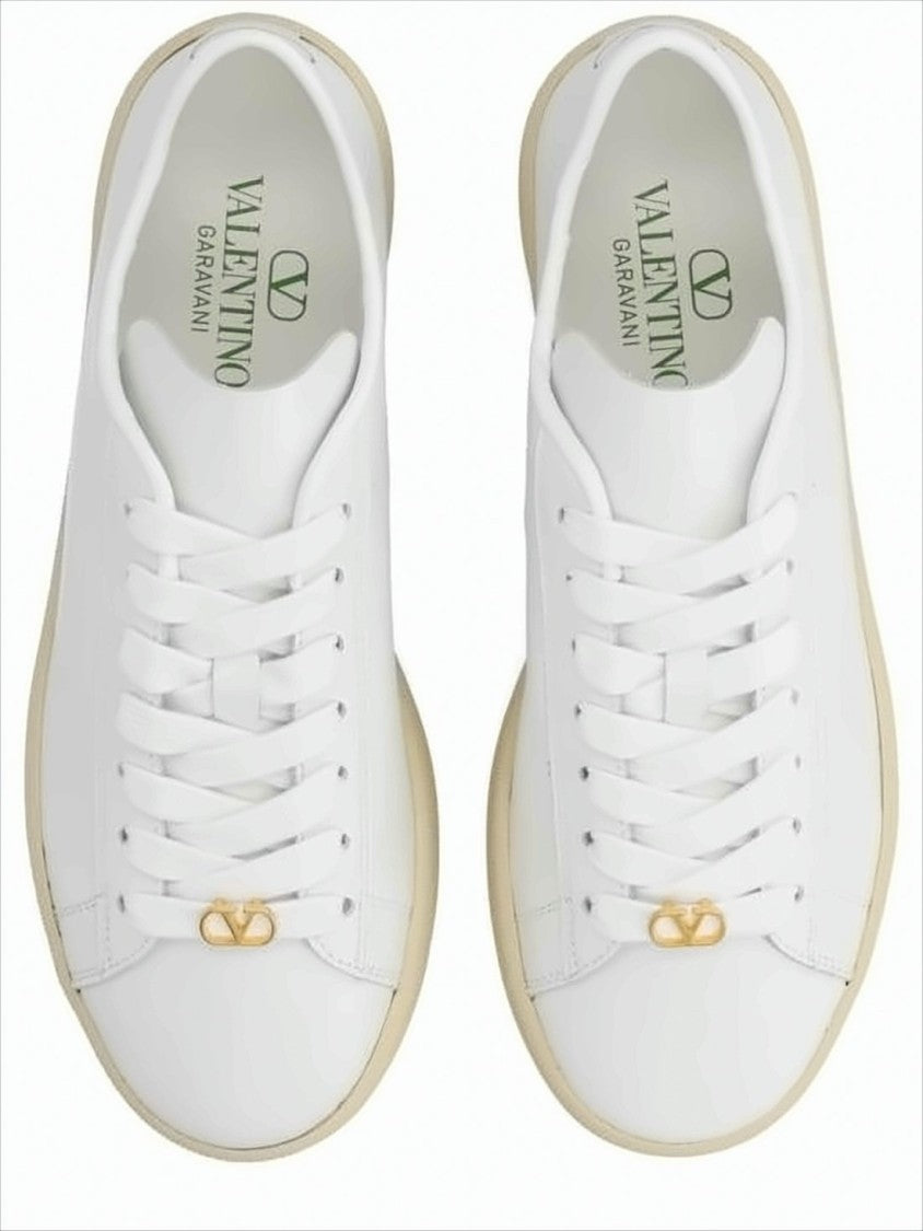 Valentino Garavani Low-Top Calf Leather Sneakers With Gold-Detail Accent