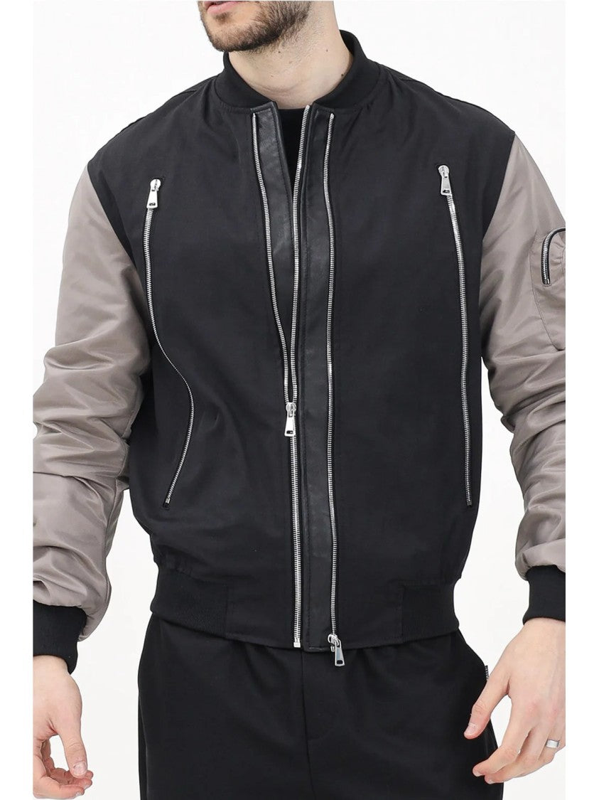Yes London Black Cotton Bomber Jacket