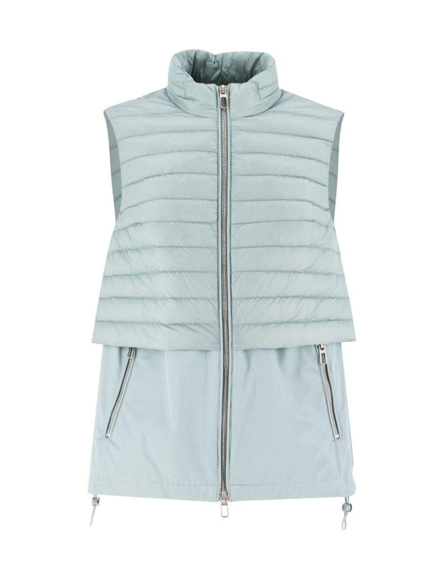 Duno Quilted Aqua Green Waistcoat With Adjustable Collar