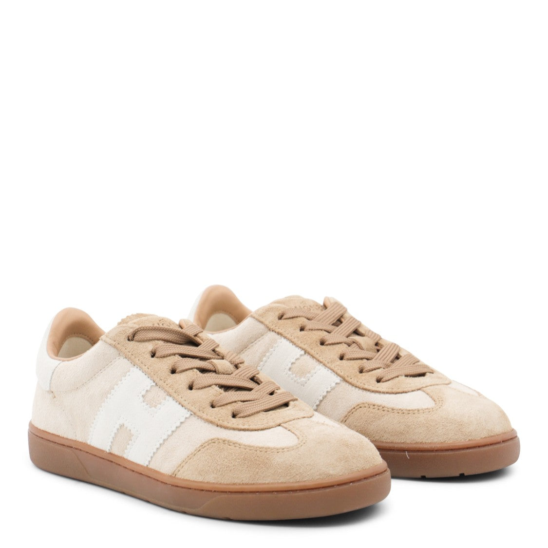 Hogan Beige And Brown Leather Sneakers