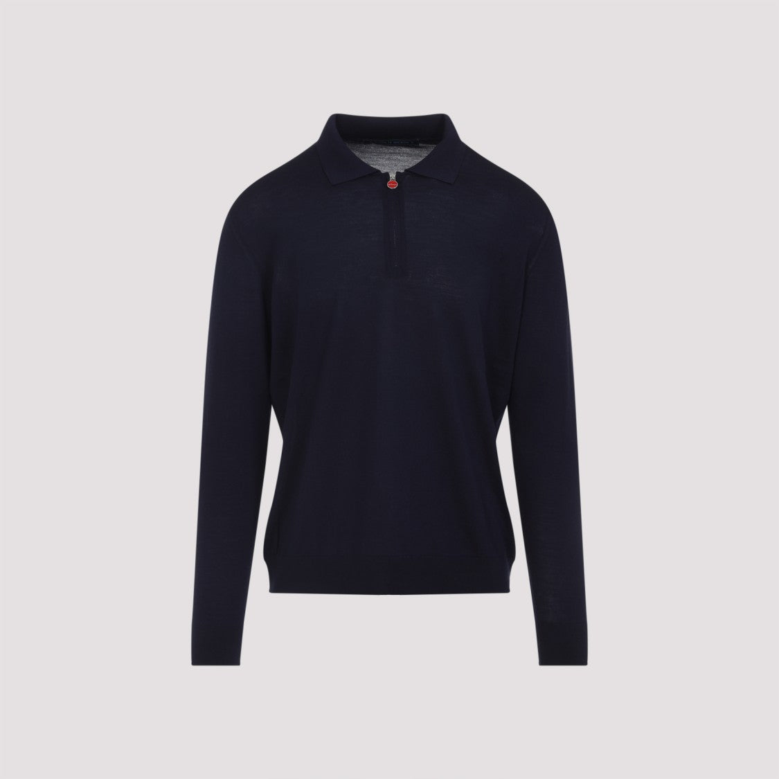 Kiton Navy-Blue Wool Long Sleeves Polo Shirt