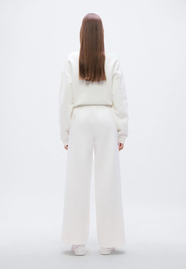 Lacoste White Wide-Leg Jersey Sweatpants