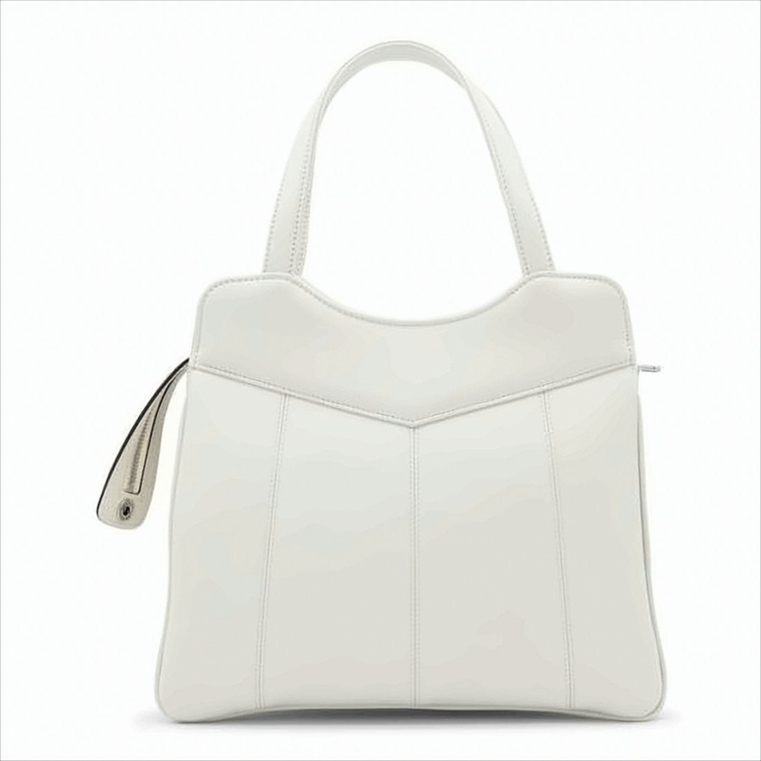 Gucci Structured White Leather Tote With V-Shaped Panel