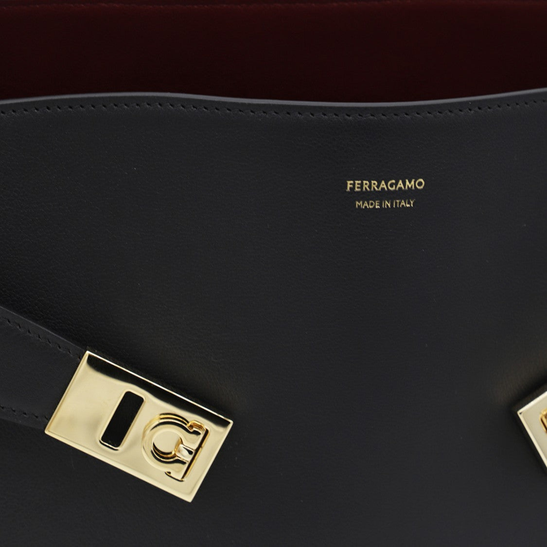 Ferragamo Black Leather Hug S Top Handle Bag