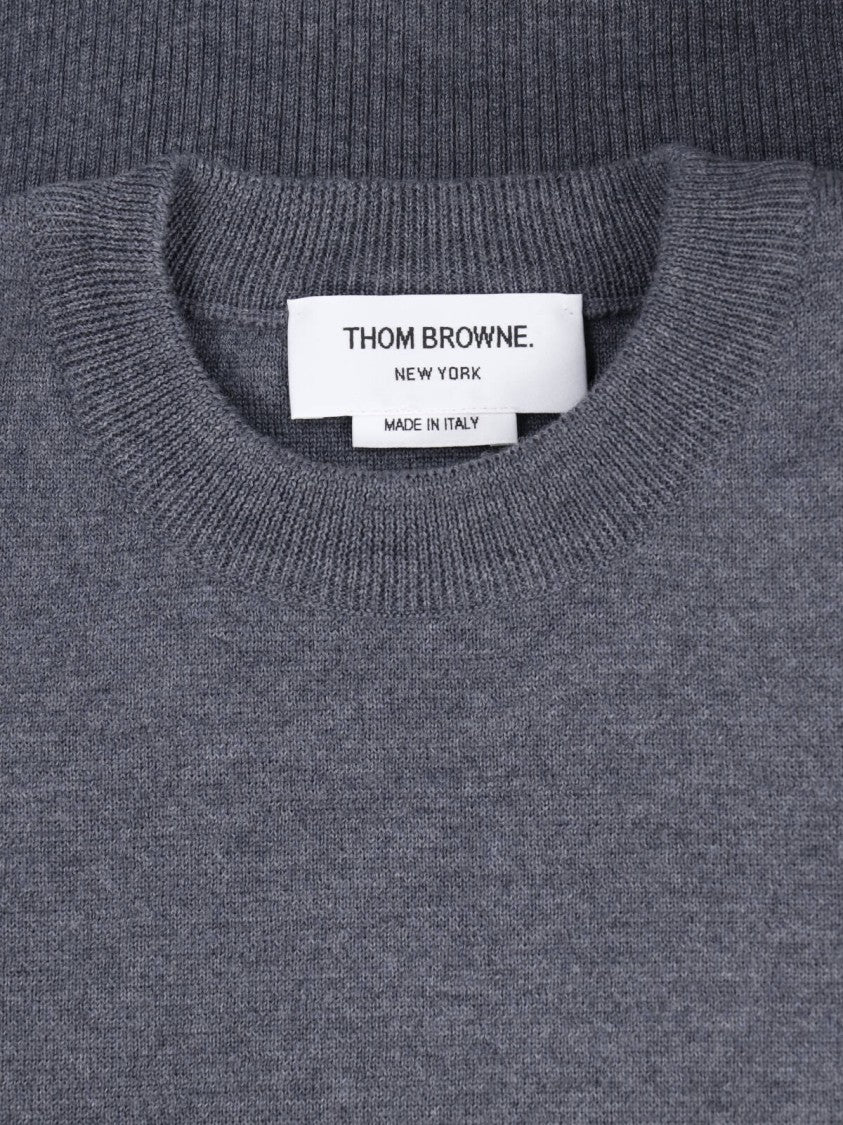 Thom Browne Crew Neck Sweater With Bold Stripe Accents
