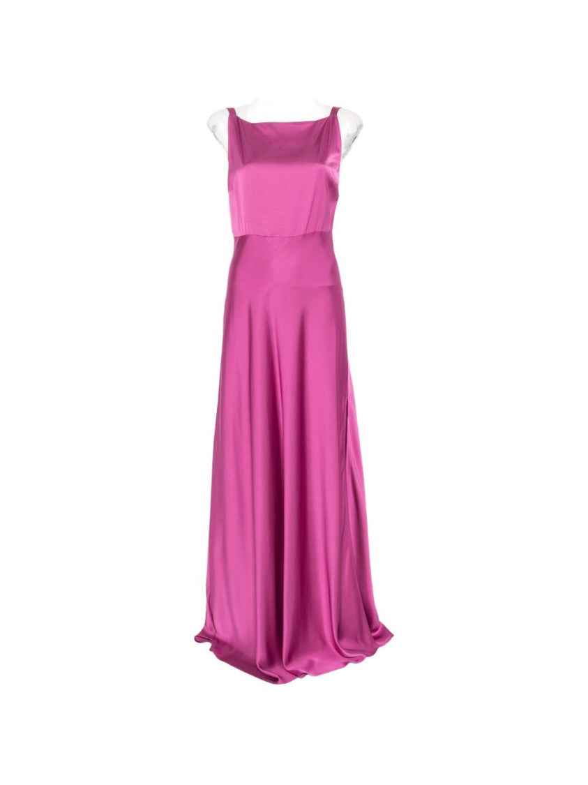 Liu Jo White Satin Square Neck Maxi Dress