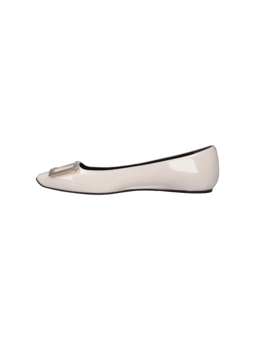 Roger Vivier White Gommette Glossy Calf Leather Flats