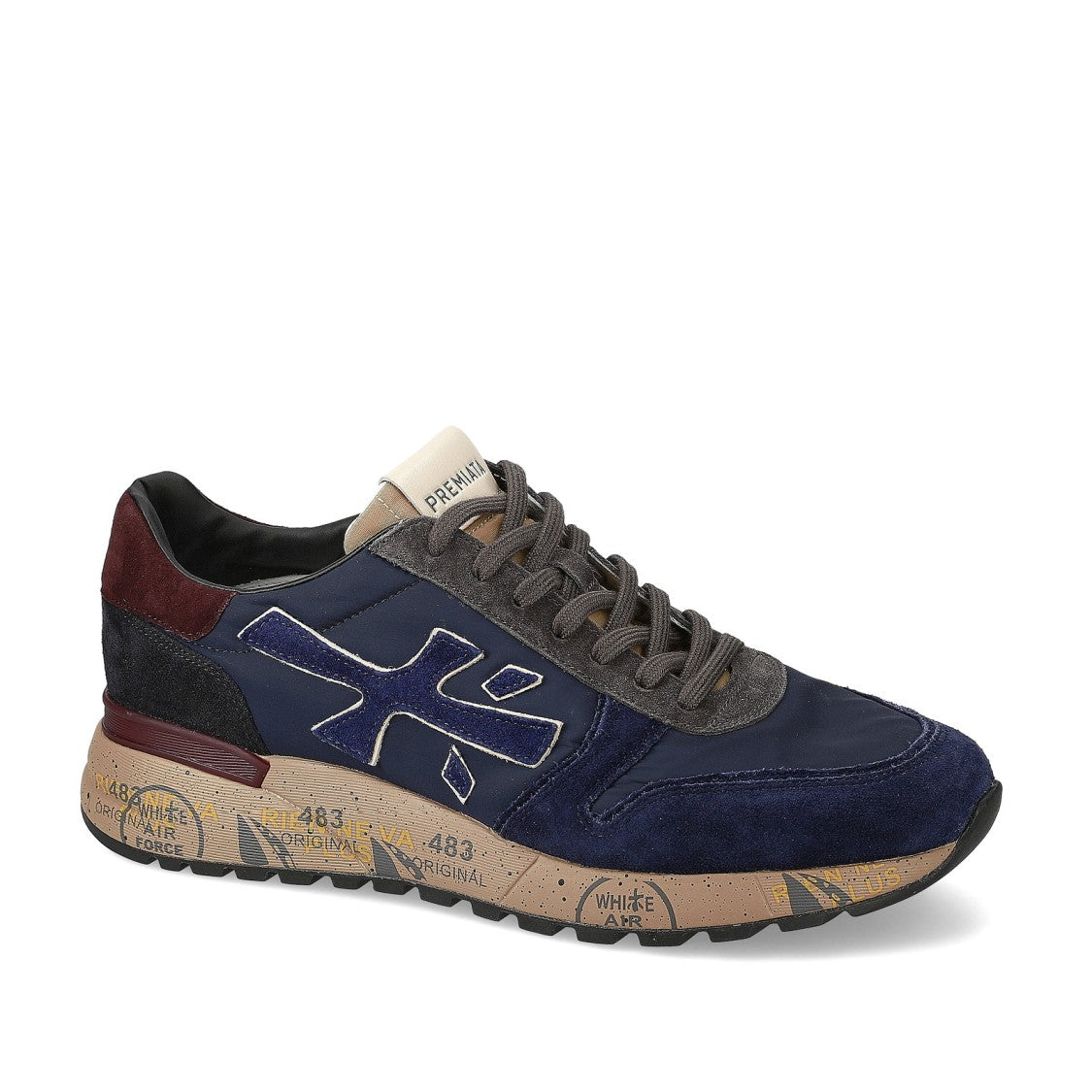 Premiata Mick Sneakers In Blue Suede And Technical Fabric