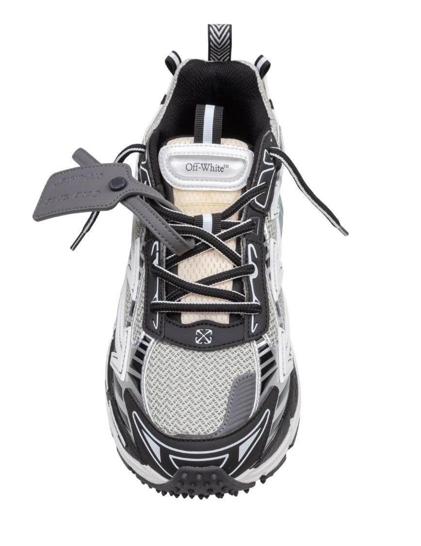 Off-White Mesh And Leather Sneakers With Iconic Arrow Motifs And Strap