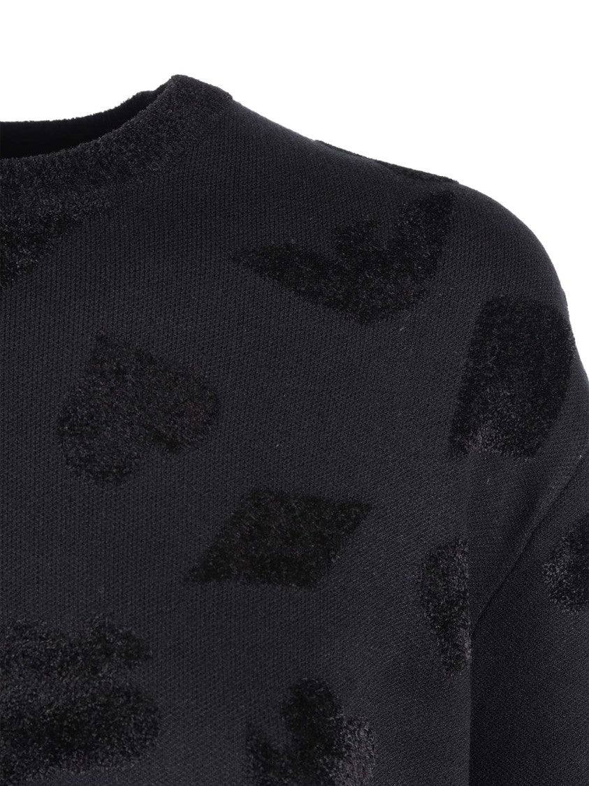 Emporio Armani Cropped Textured Knit Sweater With Abstract Patterns