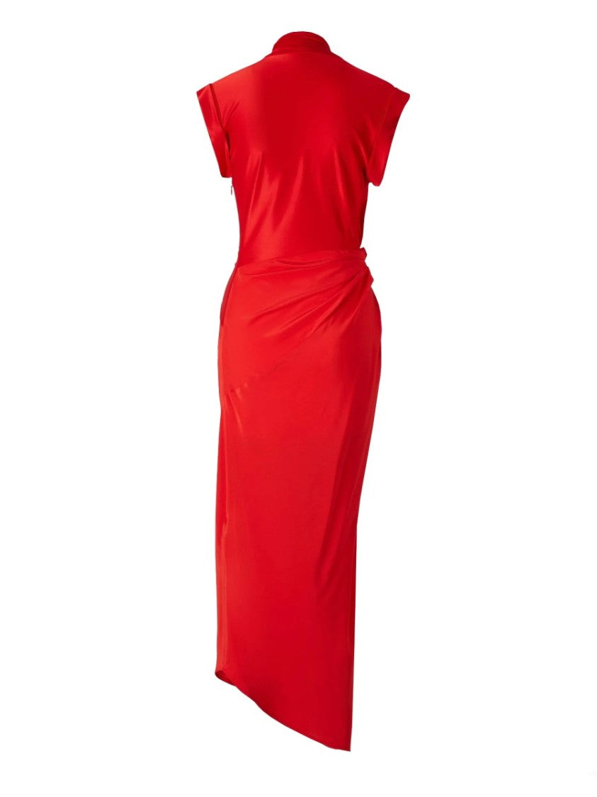 Victoria Beckham Vibrant Red Deep Wrap Dress