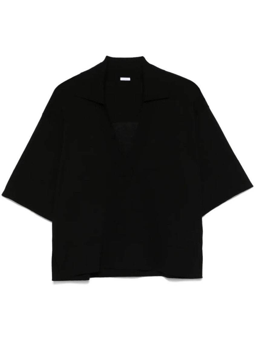 Malo Deep V-Neck Black Polo Shirt