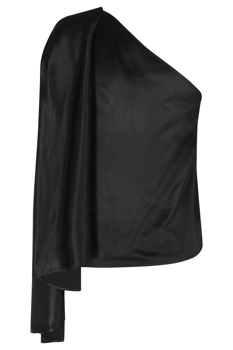 Alberta Ferretti Asymmetrical Draped Viscose Glossy Top