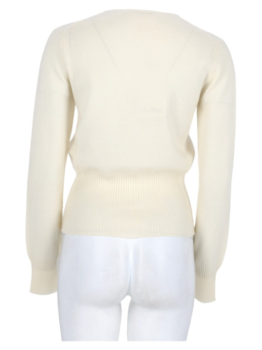 Max Mara White Lana Wool Cashmere Soft Knit Sweater