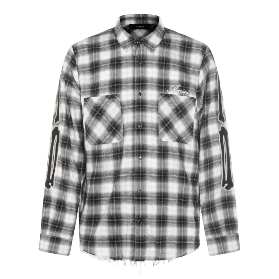 Amiri Black Plaid Shirt With Embroidered Details