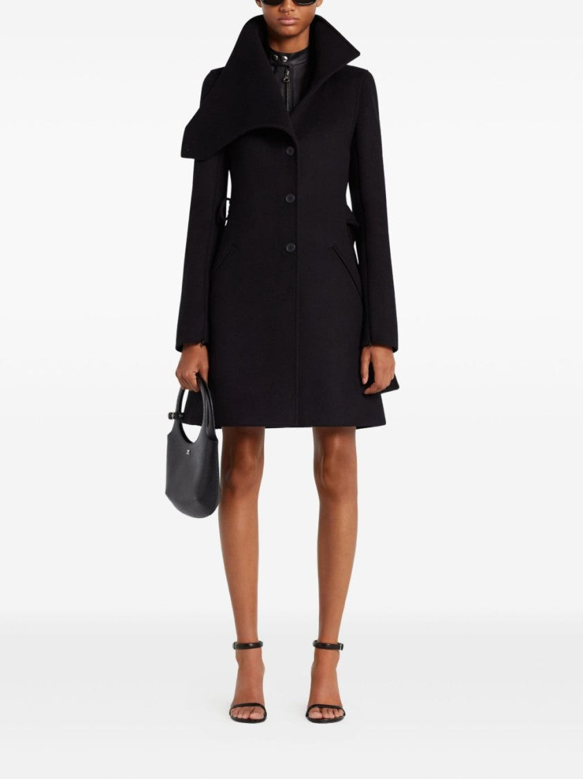 Courrèges Black Asymmetric Collar Tailored Coat