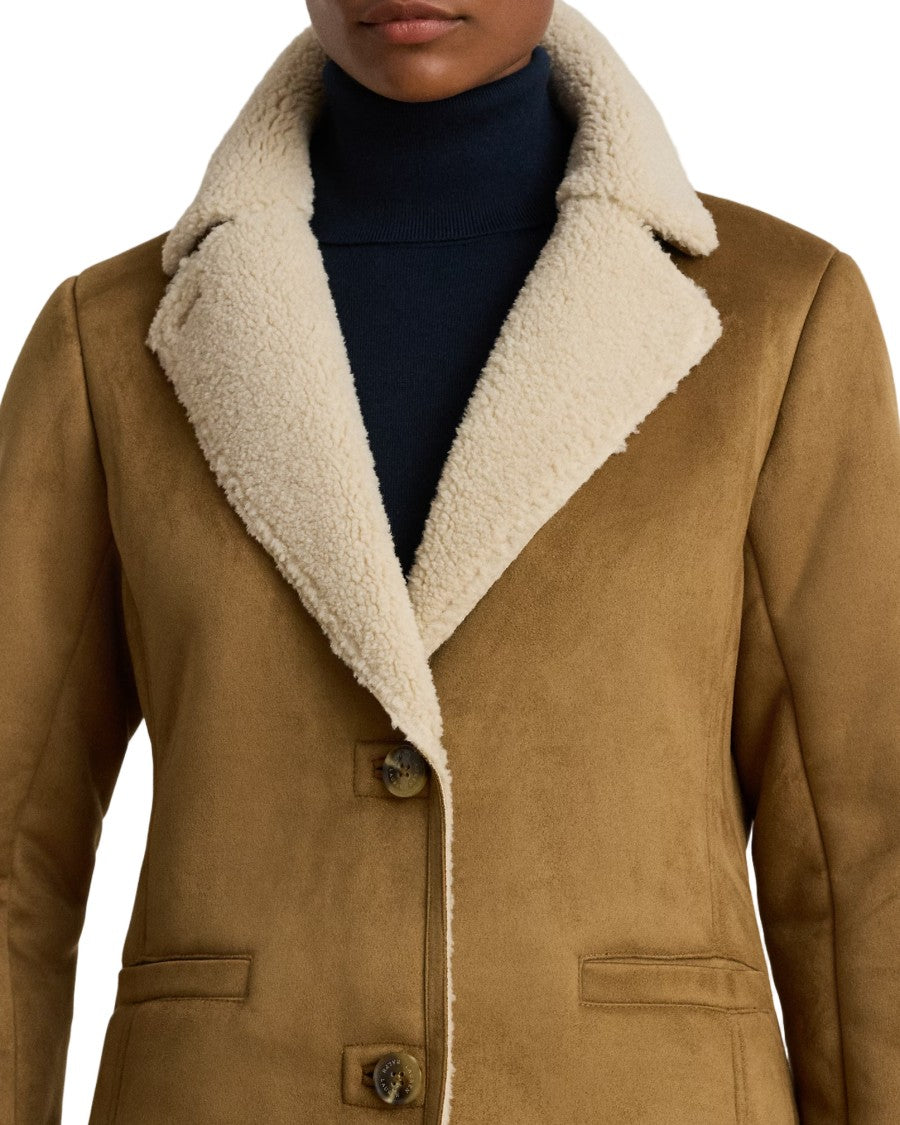 Lauren Ralph Lauren Plush Shearling Collar Short Coat