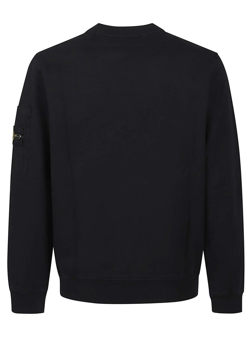 Stone Island Black Logo Crew Neck Cotton Sweatshirt