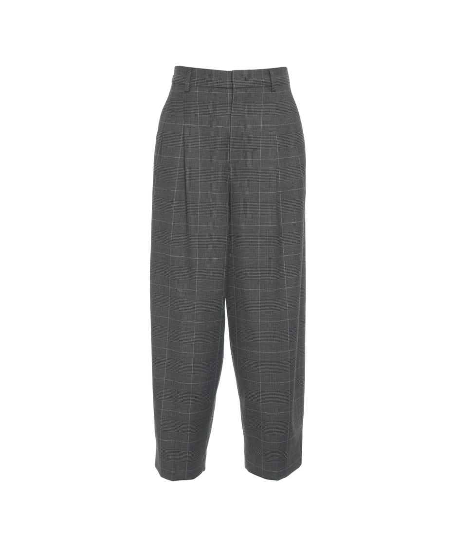 Rossi High-Waisted Trousers With Pleats And Classic Check Pattern