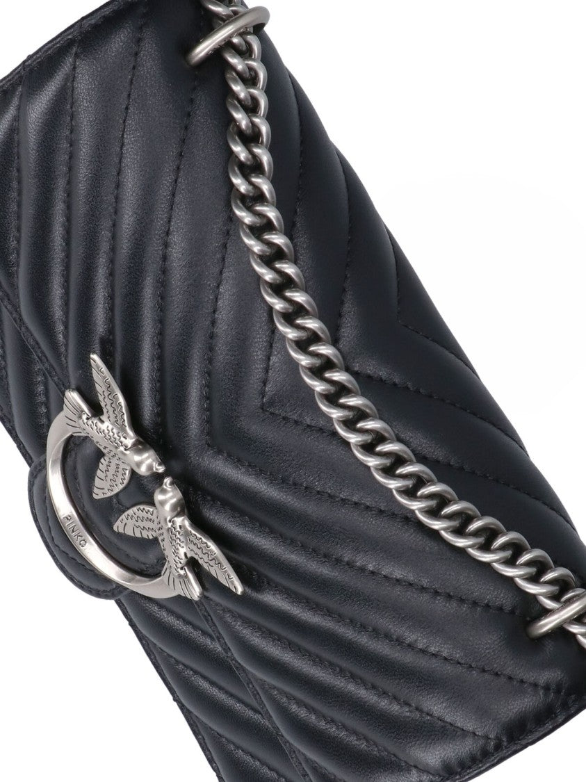 Pinko Structured Black Handbag With Versatile Carrying Options
