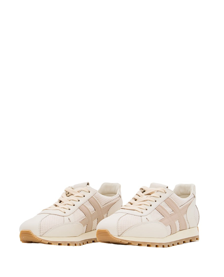 Hogan Textured White Sneakers With Elevated Sole