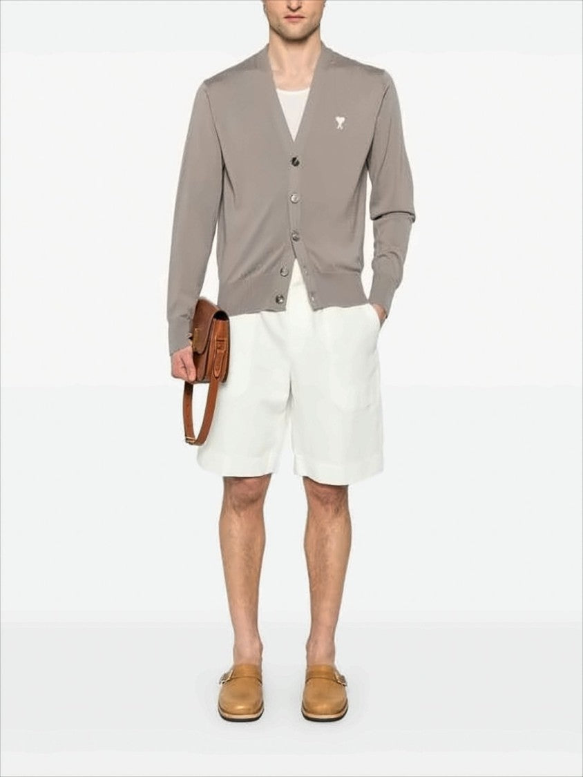 Ami Paris Classic Wool Cardigan With V-Neckline And Button-Down Front