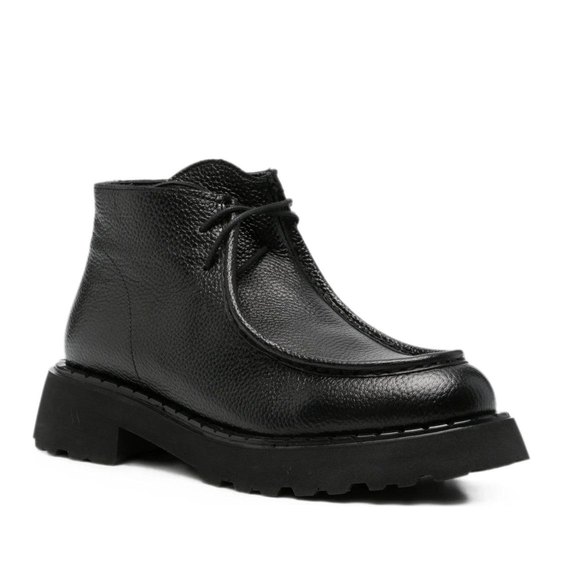 Sergio Moretti Black Textured Leather Lace-Up Boots
