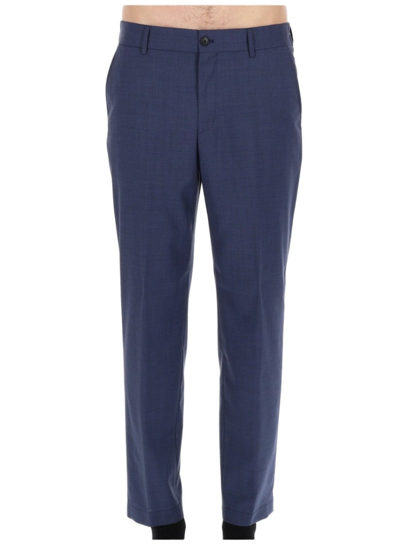 Boss Blue Virgin Wool Flat Pants