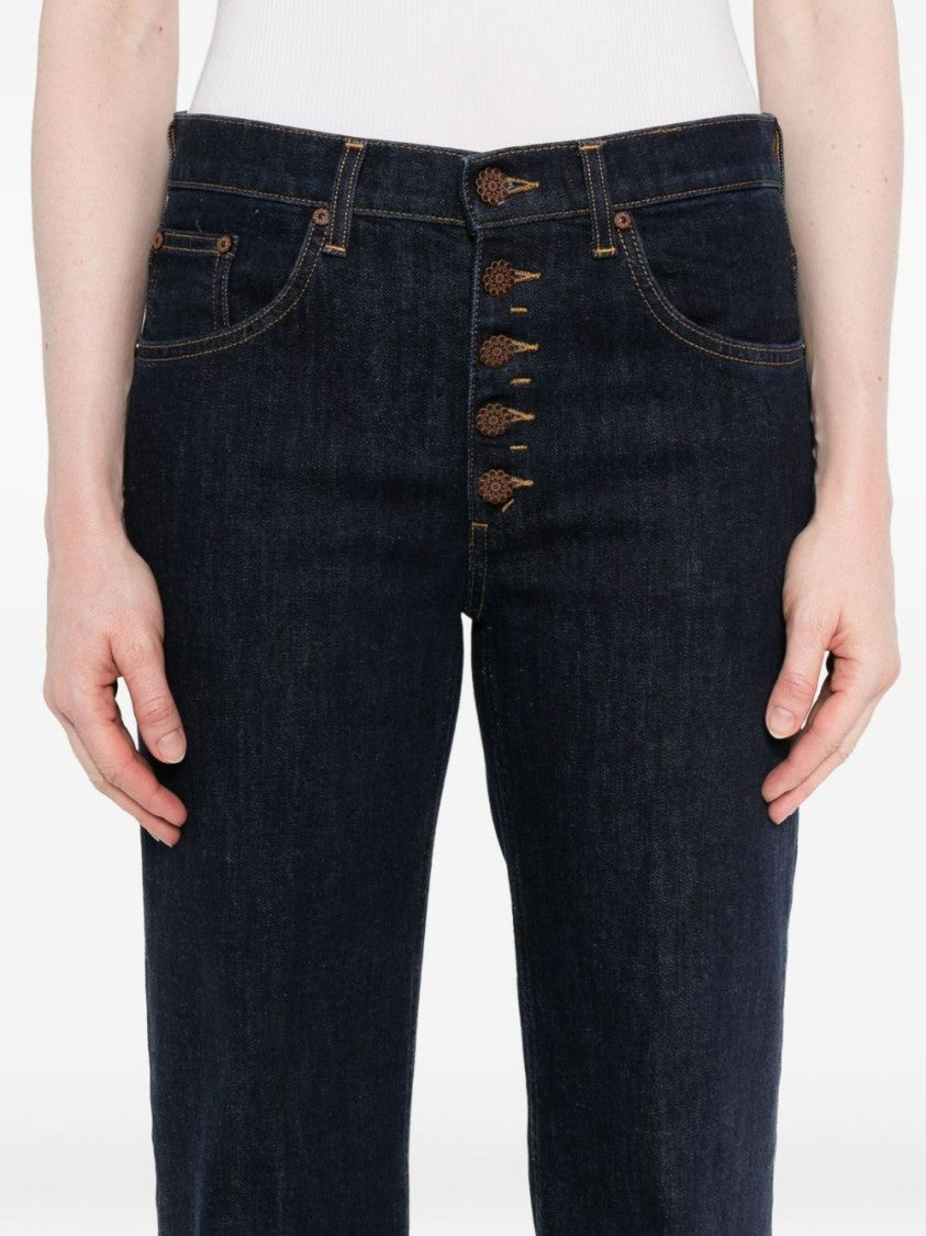 Dondup High-Waisted Indigo Denim Jeans With Straight-Leg Silhouette