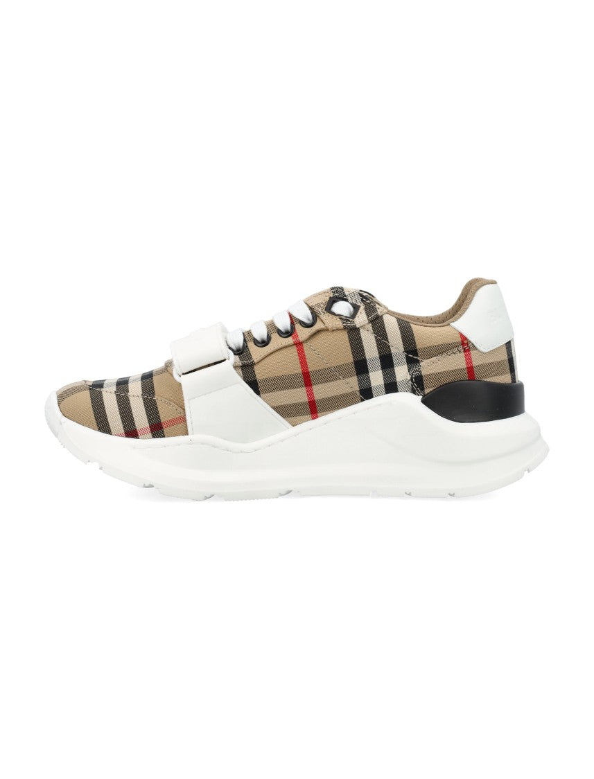 Burberry Classic Check Pattern Sneakers With Velcro Strap
