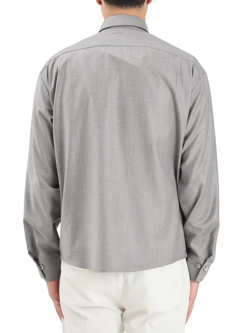 Yes London Beige Structured Button-Down Wool Shirt