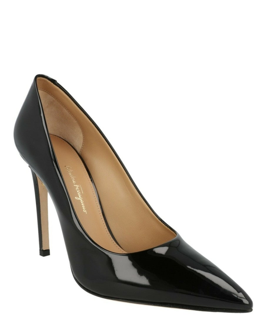 Ferragamo Ilary X5 Patent Leather Pumps With Pointed Toe And Stiletto Heel